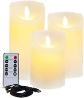 🕯️ lezonic rechargeable led flameless pillar candles battery operated with flickering moving wicks, pack of 3 - white real wax candles (d 3”×h 4”5”6”) with remote control & timer; perfect for home decor and holiday atmosphere логотип