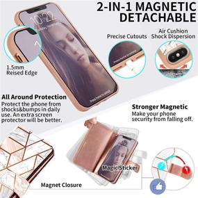 img 1 attached to 📱 Marble iPhone Xs MAX Wallet Case with Magnetic Detachable Case - CASEOWL 2 in 1 Folio Flip Premium PU Leather Wallet Case for iPhone Xs MAX/10s Max 6.5 inch - 9 Card Slots, Wrist Strap