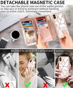 img 3 attached to 📱 Marble iPhone Xs MAX Wallet Case with Magnetic Detachable Case - CASEOWL 2 in 1 Folio Flip Premium PU Leather Wallet Case for iPhone Xs MAX/10s Max 6.5 inch - 9 Card Slots, Wrist Strap