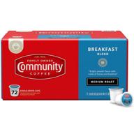 набор кавычек для кофе community coffee breakfast blend 72 штук: средняя обжарка, совместим с keurig 2.0 - упаковка 1 логотип