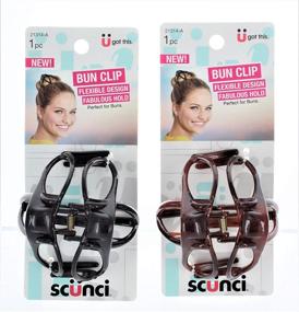 img 4 attached to 🌼 Scunci Bun Clip: Flexi-Design for Fabulous Hold on Thick Hair, Perfect for Buns – Available in Versatile Black and Brown Shades for Vibrant Color Choices