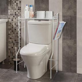 img 3 attached to 🧺 MyGift Over The Toilet Bathroom Shelf: Space-Saving Freestanding White Metal Storage with Magazine Basket