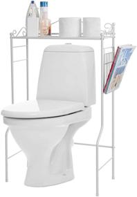 img 4 attached to 🧺 MyGift Over The Toilet Bathroom Shelf: Space-Saving Freestanding White Metal Storage with Magazine Basket