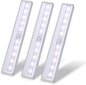 img 4 attached to Convenient 10LED Closet Motion Activated Light - Battery Operated Nightlight for Stairs, Wardrobe, Kitchen, Hallway - 3 Pack White