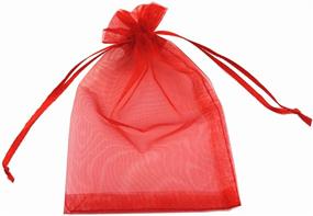 img 1 attached to 100 Drawstring Bags Gold Silver Fabric Jewelry Gift Pouch Candy Pouch Wedding Favors 8x12 Inch (red)