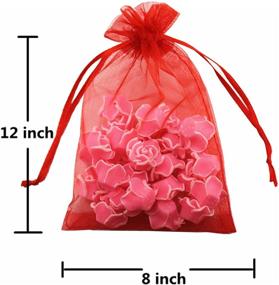 img 3 attached to 100 Drawstring Bags Gold Silver Fabric Jewelry Gift Pouch Candy Pouch Wedding Favors 8x12 Inch (red)