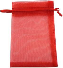 img 2 attached to 100 Drawstring Bags Gold Silver Fabric Jewelry Gift Pouch Candy Pouch Wedding Favors 8x12 Inch (red)