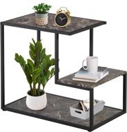 🏢 vecelo 3-tier industrial end table with storage shelf for living room – easy assembly, style 1 logo