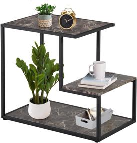 img 4 attached to 🏢 VECELO 3-Tier Industrial End Table with Storage Shelf for Living Room – Easy Assembly, Style 1