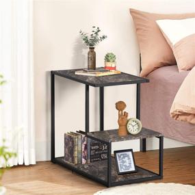 img 1 attached to 🏢 VECELO 3-Tier Industrial End Table with Storage Shelf for Living Room – Easy Assembly, Style 1