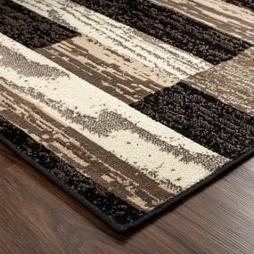 img 1 attached to 🏞️ Rockwood Modern Geometric Patchwork Polypropylene Indoor Area Rug or Runner with Jute Backing, 3' X 5', Chocolate - Superior Quality