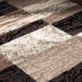 img 2 attached to 🏞️ Rockwood Modern Geometric Patchwork Polypropylene Indoor Area Rug or Runner with Jute Backing, 3' X 5', Chocolate - Superior Quality