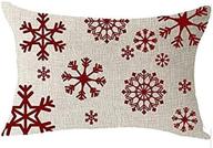 🎄 feleniw christmas red snowflake winter cotton linen throw pillow cover case 12x20 inches - festive decorative cushion for home логотип