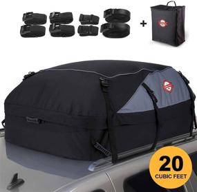 img 4 attached to Adakiit Car Roof Bag Cargo Carrier: 20 Cubic Feet Waterproof Heavy Duty Top Carrier for All Vehicles with/Without Rack – Ample Storage, 8 Reinforced Straps & Packing Bag Included