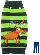 🐾 mikayoo pet sweater: small dog/cat ugly christmas sweater, colorful horizontal stripes with elk and reindeer series for the holiday season logo