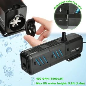 img 3 attached to 400GPH Submersible Water Pump (1500L/H, 15W) - Ultra Quiet 4-in-1 Outdoor Fountain Pump | 5.2ft High Lift | 3 Nozzles | Air Aeration Tube | Ideal for Fish Tank, Pond, Aquarium, Statuary, Hydroponics