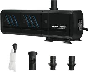 img 4 attached to 400GPH Submersible Water Pump (1500L/H, 15W) - Ultra Quiet 4-in-1 Outdoor Fountain Pump | 5.2ft High Lift | 3 Nozzles | Air Aeration Tube | Ideal for Fish Tank, Pond, Aquarium, Statuary, Hydroponics