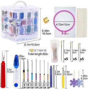img 3 attached to 🧵 Jupean Embroidery Starter Kit with Punch Needle Tool, 150 Color Embroidery Floss Cross Stitch Threads, Organizer Storage Box, Floss Bobbins - Complete Embroidery Supplies