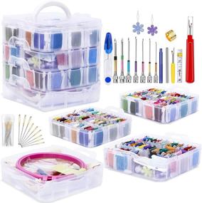 img 4 attached to 🧵 Jupean Embroidery Starter Kit with Punch Needle Tool, 150 Color Embroidery Floss Cross Stitch Threads, Organizer Storage Box, Floss Bobbins - Complete Embroidery Supplies