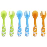 🍴 munchkin 6-piece fork and spoon set - blue, green, and orange logo