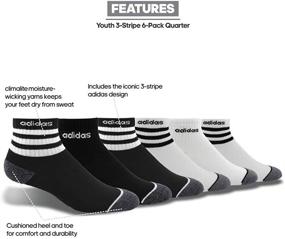 img 2 attached to adidas Kids' 3-Stripes Quarter Socks for Youth (6-Pack)