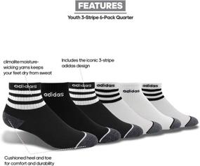 img 3 attached to adidas Kids' 3-Stripes Quarter Socks for Youth (6-Pack)