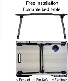 img 3 attached to VLikeze Laptop Bed Table - Foldable Portable Lap Standing Desk with Cup Slot &amp; Handle - Notebook Stand Breakfast Bed Tray Book Holder for Sofa, Bed, Terrace, Balcony, Garden in Black