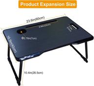 vlikeze laptop bed table - foldable portable lap standing desk with cup slot &amp; handle - notebook stand breakfast bed tray book holder for sofa, bed, terrace, balcony, garden in black logo