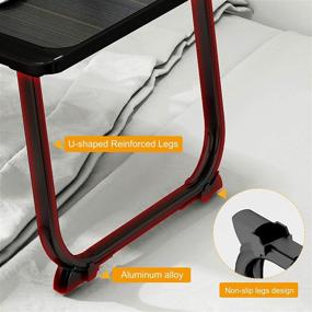 img 2 attached to VLikeze Laptop Bed Table - Foldable Portable Lap Standing Desk with Cup Slot &amp; Handle - Notebook Stand Breakfast Bed Tray Book Holder for Sofa, Bed, Terrace, Balcony, Garden in Black