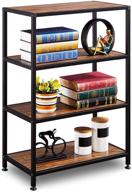 rustic 4 tier industrial bookcase in walnut with 📚 metal frame - ideal for home and office by greenforest logo