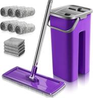 🧹 aone floor mop and bucket set: premium hands-free squeeze mop with 6 reusable microfiber pads & 4 cleaning cloths - ideal for hardwood, laminate, tiles, vinyl - efficient home floor cleaning solution logo