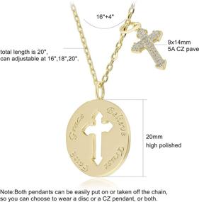 img 2 attached to 🎁 GOVENUS 14K Gold CZ Pave Charm Pendant Necklace: Dainty Coin Design for Women, 20" Adjustable Chain - Personalized Jewelry Birthday Gift!