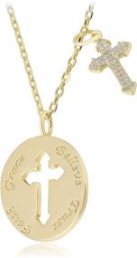 img 3 attached to 🎁 GOVENUS 14K Gold CZ Pave Charm Pendant Necklace: Dainty Coin Design for Women, 20" Adjustable Chain - Personalized Jewelry Birthday Gift!