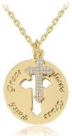 🎁 govenus 14k gold cz pave charm pendant necklace: dainty coin design for women, 20" adjustable chain - personalized jewelry birthday gift! logo