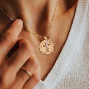 img 1 attached to 🎁 GOVENUS 14K Gold CZ Pave Charm Pendant Necklace: Dainty Coin Design for Women, 20" Adjustable Chain - Personalized Jewelry Birthday Gift!