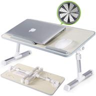 🔝 enhanced productivity on the go: tiesan adjustable laptop desk with fan and foldable legs logo