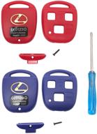 🔑 key fob cover - 3 button replacement shell for lexus es gs gx is ls lx rx sc gx470 is300 is330 es300 es330 gs300 rx300 rx330 rx350 lx470 rx400h keyless entry - red and blue logo