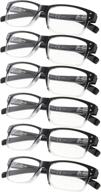 👓 professional blacktransparent reading glasses: 6-pack with spring hinges for men and women logo