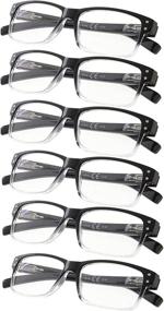 img 4 attached to 👓 Professional BlackTransparent Reading Glasses: 6-Pack with Spring Hinges for Men and Women