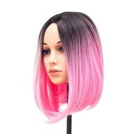 💖 swacc ombre colors straight short hair bob wig: synthetic colorful cosplay daily party flapper wig for women and kids – pink logo