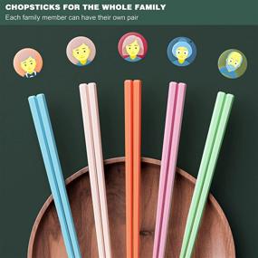 img 3 attached to 🥢 UTWATA 5 Pairs Fiberglass Chopsticks - Dishwasher Safe & Reusable Alloy Sticks Utensil Gift Set - 9 1/2 Inches Hexagon - Colorful Chopstick Set