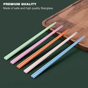 img 2 attached to 🥢 UTWATA 5 Pairs Fiberglass Chopsticks - Dishwasher Safe & Reusable Alloy Sticks Utensil Gift Set - 9 1/2 Inches Hexagon - Colorful Chopstick Set