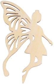 img 2 attached to 🧚 Pack of 10 Wood Fairy Angel Shape Ornament Embellishments with String - ULTNICE