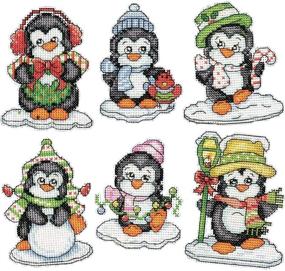 img 1 attached to 🐧 Adorable Penguins on Ice Cross Stitch Ornament Kit by Design Works Crafts - 3-1/2" Each