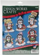 🐧 adorable penguins on ice cross stitch ornament kit by design works crafts - 3-1/2" each logo