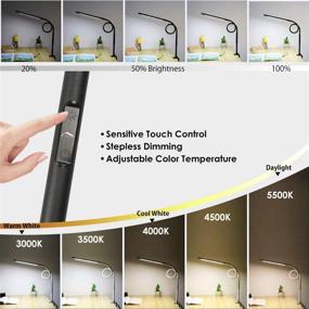 img 3 attached to LED Swing Arm Desk Lamp with Clamp by Wellwerks - 12W Eye-Care Dimmable Light, Timer, Memory, 6 Color Modes - Modern Architect Table Lamp for Task, Study, Reading, Working - Home, Dorm, Office
