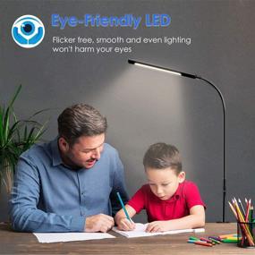 img 2 attached to LED Swing Arm Desk Lamp with Clamp by Wellwerks - 12W Eye-Care Dimmable Light, Timer, Memory, 6 Color Modes - Modern Architect Table Lamp for Task, Study, Reading, Working - Home, Dorm, Office