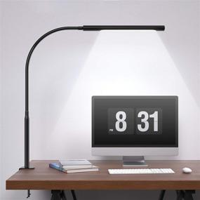img 4 attached to LED Swing Arm Desk Lamp with Clamp by Wellwerks - 12W Eye-Care Dimmable Light, Timer, Memory, 6 Color Modes - Modern Architect Table Lamp for Task, Study, Reading, Working - Home, Dorm, Office