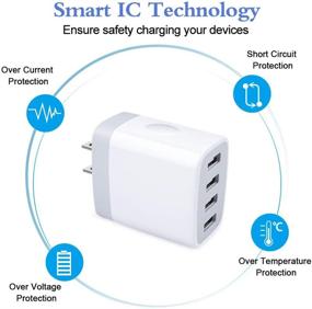 img 1 attached to 🔌 Hootek 2Pack 4-портовая зарядка для стены USB, 4.8A многофункциональный зарядный блок куба Совместима с iPhone 13 12 Pro Max 11 XS X 8 7 Plus, Samsung Galaxy S21 S20 S10 S9 S8 Note 20 10+