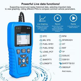 img 3 attached to 🚗 Upgrade Version of DN707 Car Code Reader Full Functions OBD2 Scanner for All OBD2 Compliant Vehicle with Battery Test, Alternator Test, Battery Voltage - Includes Storage Case